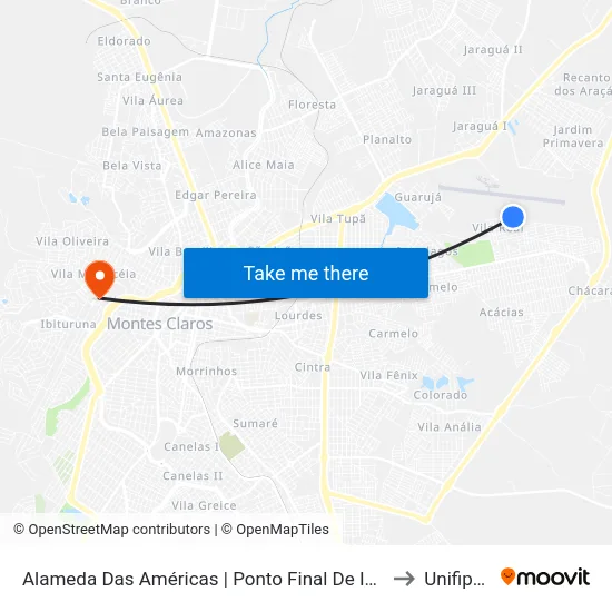 Alameda Das Américas | Ponto Final De Independência to Unifipmoc map