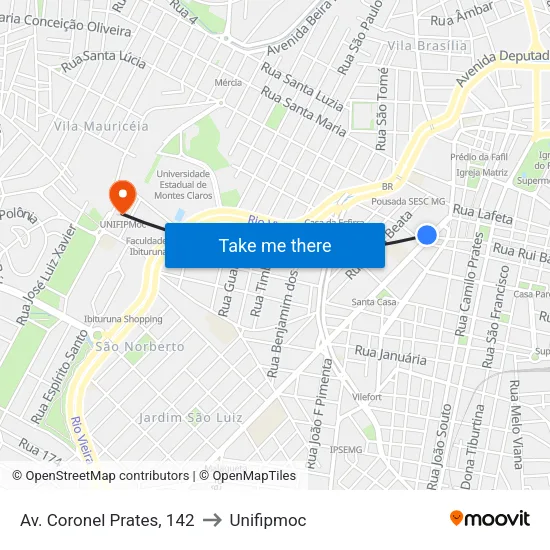 Av. Coronel Prates, 142 to Unifipmoc map