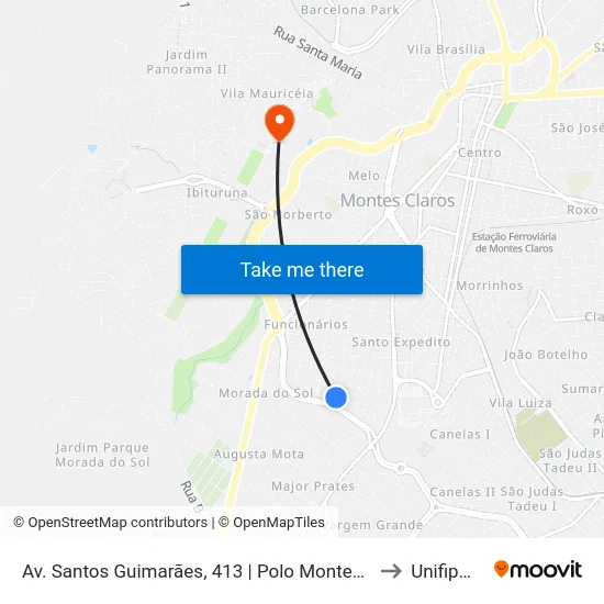 Av. Santos Guimarães, 413 | Polo Montes Claros to Unifipmoc map