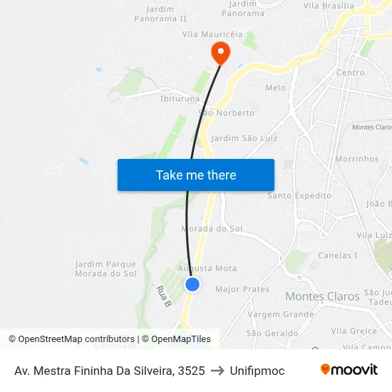 Av. Mestra Fininha Da Silveira, 3525 to Unifipmoc map