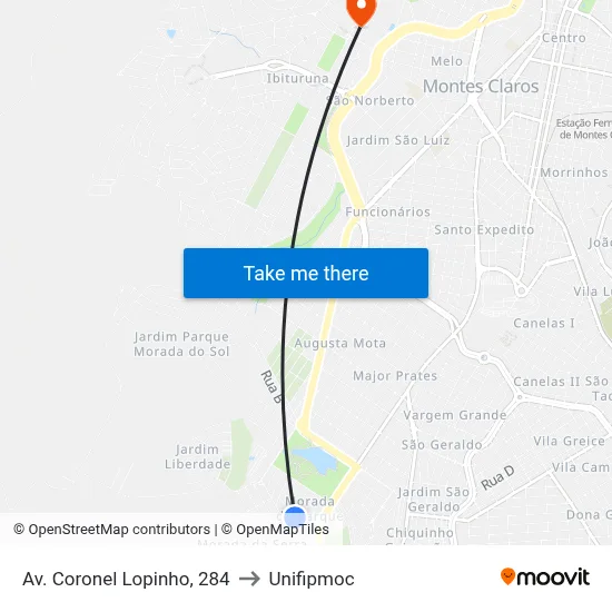 Av. Coronel Lopinho, 284 to Unifipmoc map