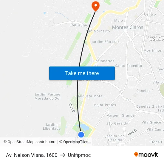 Av. Nelson Viana, 1600 to Unifipmoc map