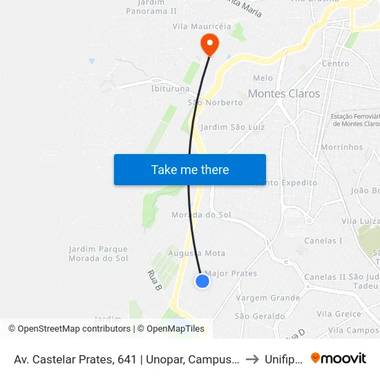 Av. Castelar Prates, 641 | Unopar, Campus Montes Claros to Unifipmoc map