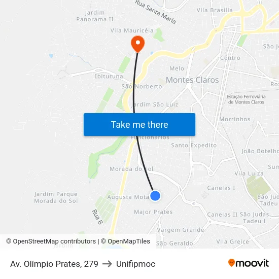 Av. Olímpio Prates, 279 to Unifipmoc map