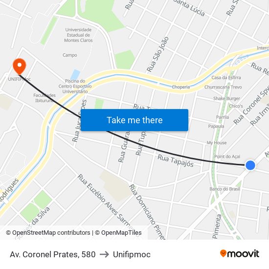 Av. Coronel Prates, 580 to Unifipmoc map
