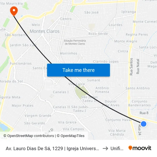 Av. Lauro Dias De Sá, 1229 | Igreja Universal Do Reino De Deus to Unifipmoc map