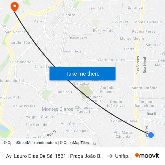 Av. Lauro Dias De Sá, 1521 | Praça João Batista De Moura to Unifipmoc map