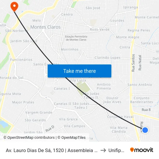 Av. Lauro Dias De Sá, 1520 | Assembleia De Deus to Unifipmoc map