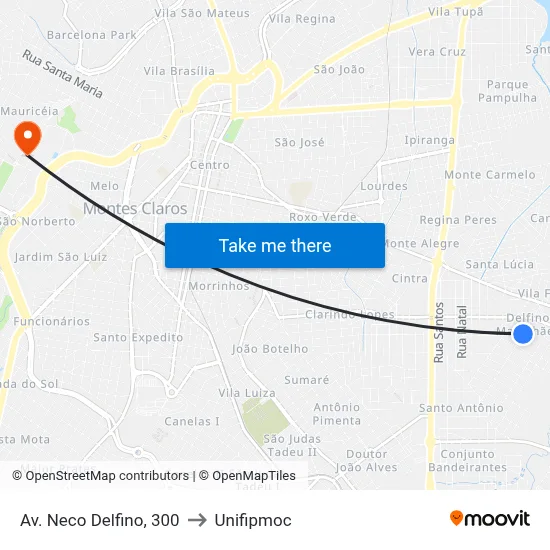 Av. Neco Delfino, 300 to Unifipmoc map