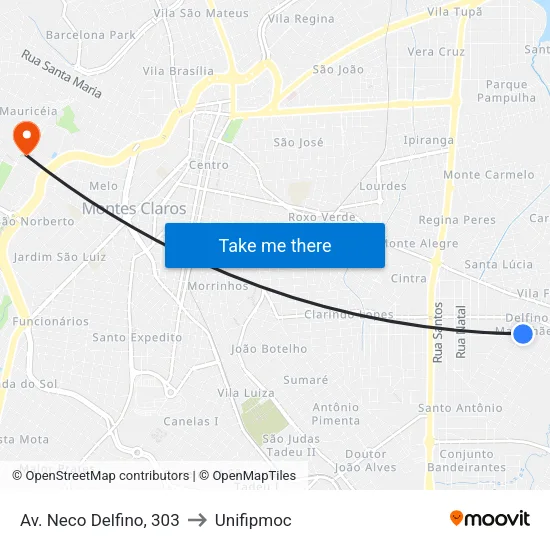 Av. Neco Delfino, 303 to Unifipmoc map
