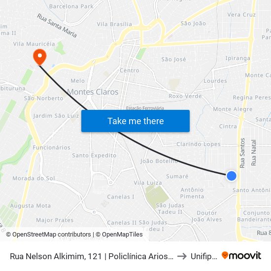 Rua Nelson Alkimim, 121 | Policlínica Ariosto Corrêa Machado to Unifipmoc map