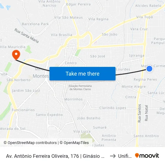 Av. Antônio Ferreira Oliveira, 176 | Ginásio Poliesportivo Tancredo Neves to Unifipmoc map