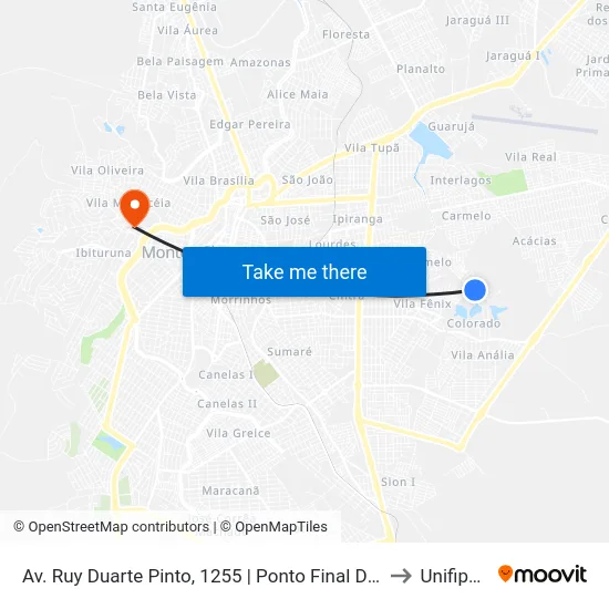 Av. Ruy Duarte Pinto, 1255 | Ponto Final Do Belvedere to Unifipmoc map