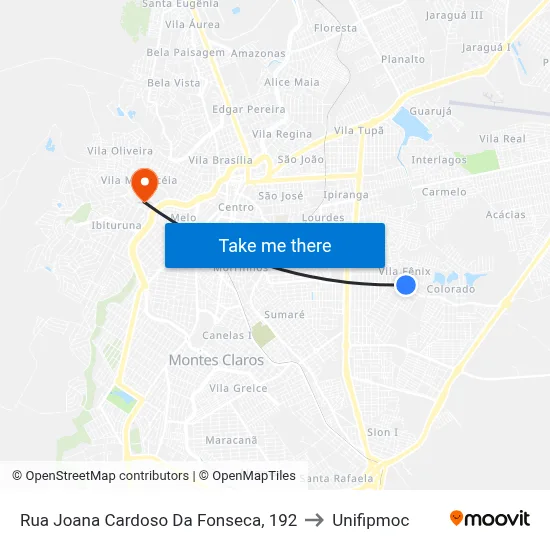 Rua Joana Cardoso Da Fonseca, 192 to Unifipmoc map
