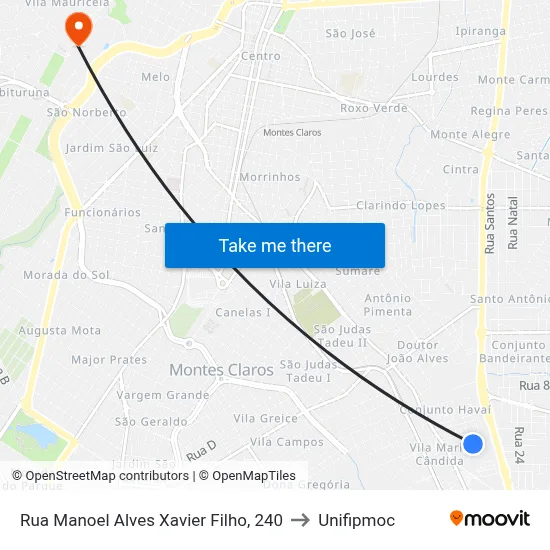 Rua Manoel Alves Xavier Filho, 240 to Unifipmoc map