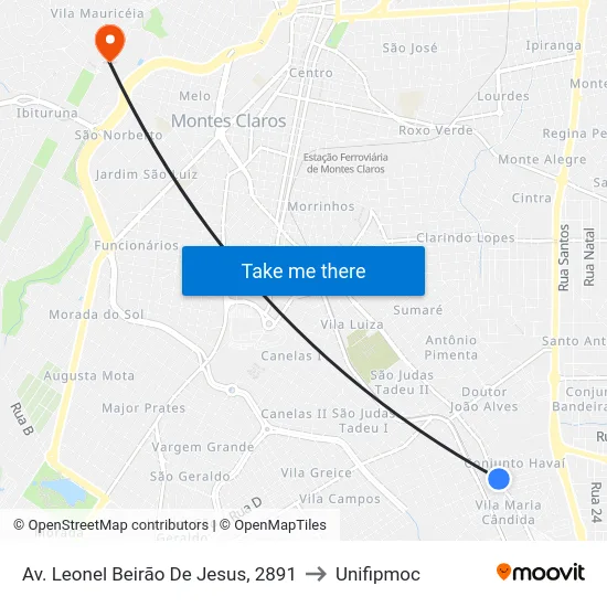Av. Leonel Beirão De Jesus, 2891 to Unifipmoc map