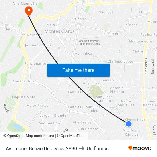Av. Leonel Beirão De Jesus, 2890 to Unifipmoc map