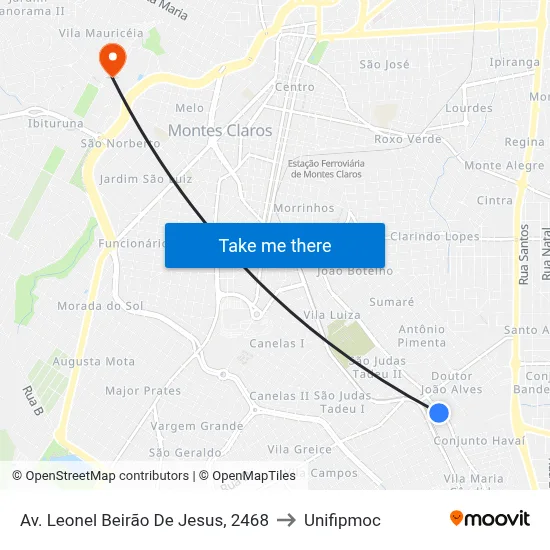 Av. Leonel Beirão De Jesus, 2468 to Unifipmoc map