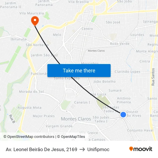 Av. Leonel Beirão De Jesus, 2169 to Unifipmoc map