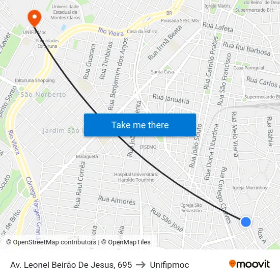 Av. Leonel Beirão De Jesus, 695 to Unifipmoc map