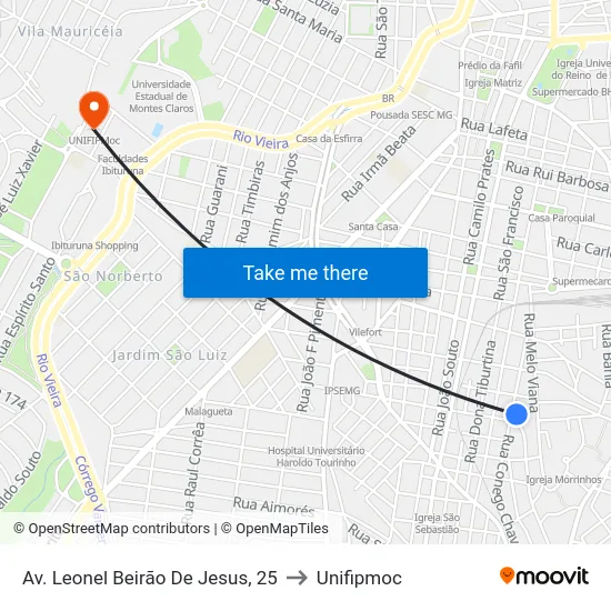 Av. Leonel Beirão De Jesus, 25 to Unifipmoc map