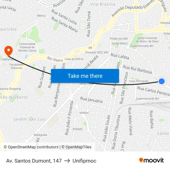 Av. Santos Dumont, 147 to Unifipmoc map
