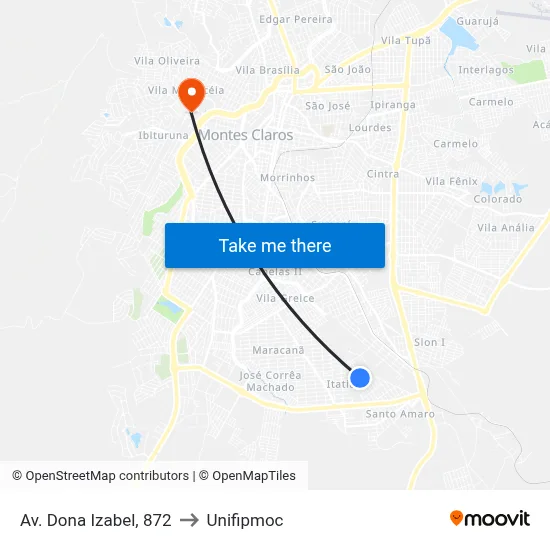 Av. Dona Izabel, 872 to Unifipmoc map