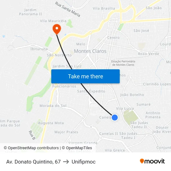 Av. Donato Quintino, 67 to Unifipmoc map