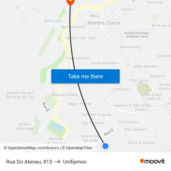 Rua Do Ateneu, 815 to Unifipmoc map