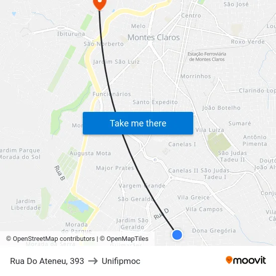 Rua Do Ateneu, 393 to Unifipmoc map