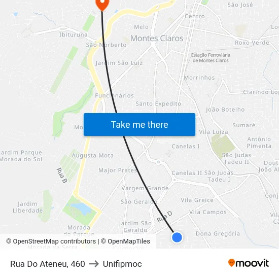 Rua Do Ateneu, 460 to Unifipmoc map