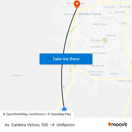 Av. Caldeira Veloso, 550 to Unifipmoc map