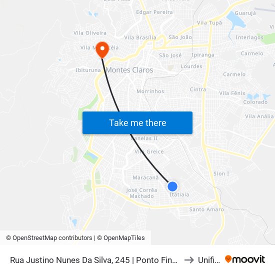 Rua Justino Nunes Da Silva, 245 | Ponto Final Do Nossa Senhora Das Graças to Unifipmoc map