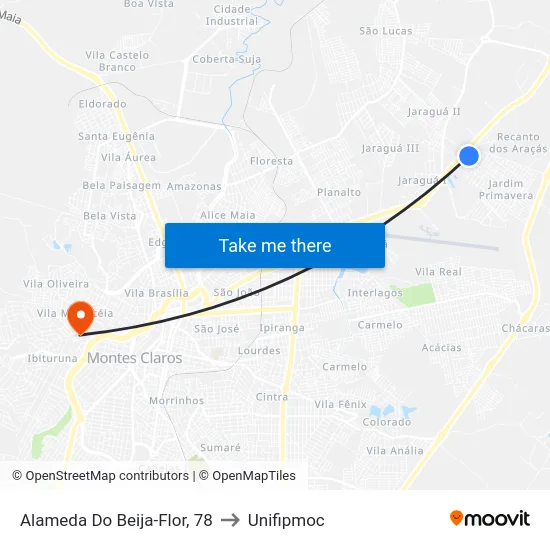 Alameda Do Beija-Flor, 78 to Unifipmoc map