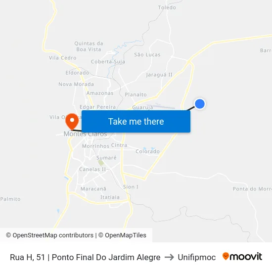 Rua H, 51 | Ponto Final Do Jardim Alegre to Unifipmoc map