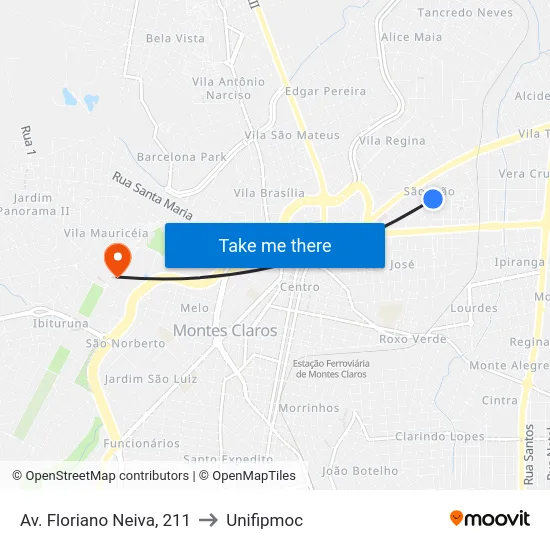 Av. Floriano Neiva, 211 to Unifipmoc map