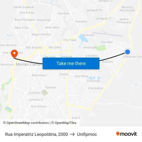 Rua Imperatriz Leopoldina, 2000 to Unifipmoc map