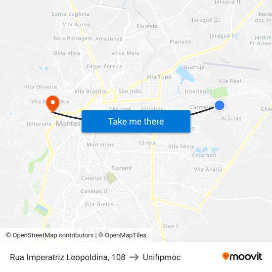 Rua Imperatriz Leopoldina, 108 to Unifipmoc map