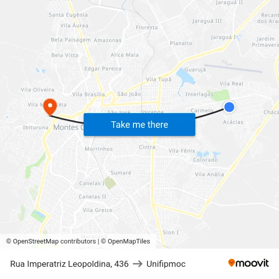 Rua Imperatriz Leopoldina, 436 to Unifipmoc map