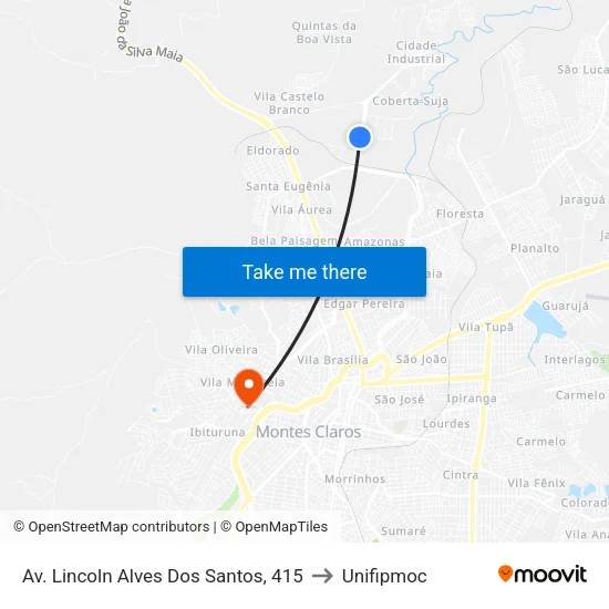 Av. Lincoln Alves Dos Santos, 415 to Unifipmoc map
