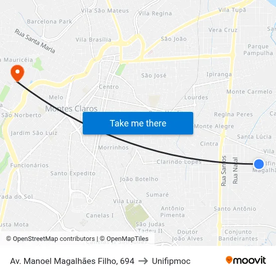 Av. Manoel Magalhães Filho, 694 to Unifipmoc map