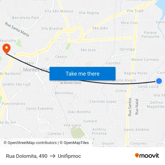 Rua Dolomita, 490 to Unifipmoc map