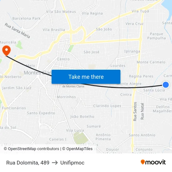 Rua Dolomita, 489 to Unifipmoc map
