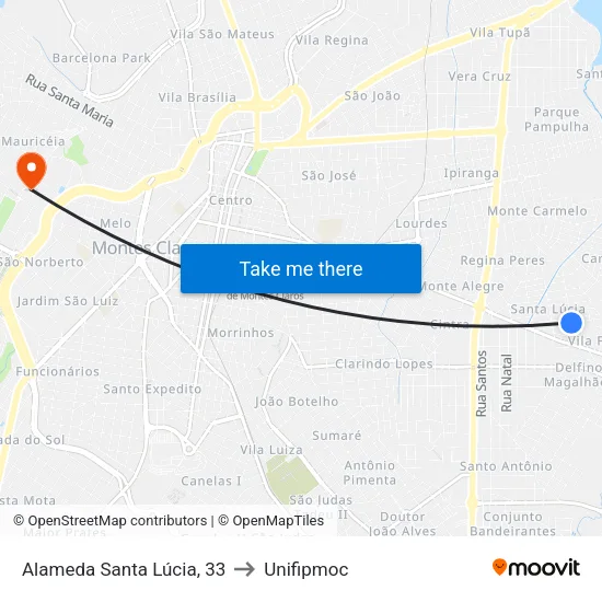 Alameda Santa Lúcia, 33 to Unifipmoc map