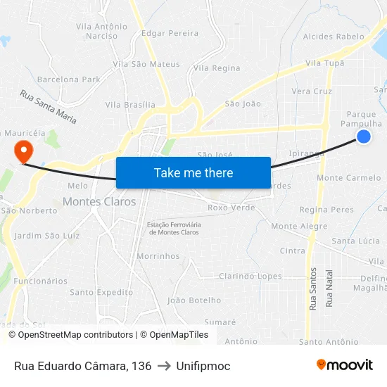 Rua Eduardo Câmara, 136 to Unifipmoc map