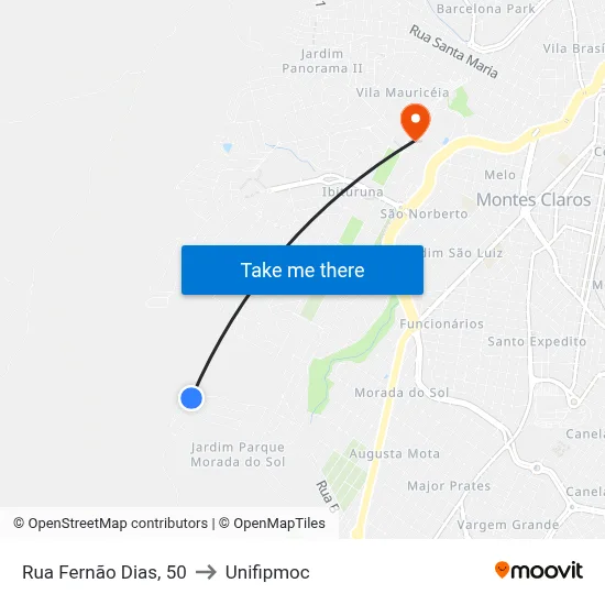 Rua Fernão Dias, 50 to Unifipmoc map