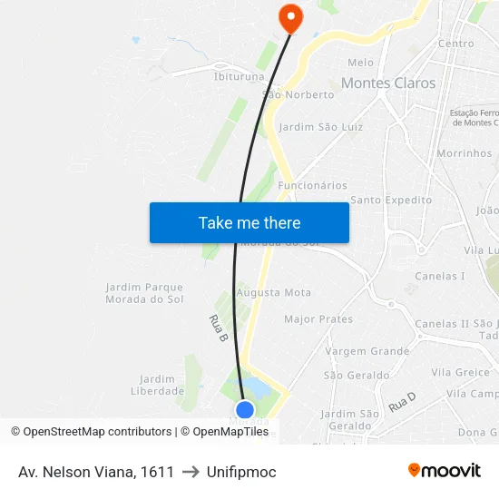 Av. Nelson Viana, 1611 to Unifipmoc map
