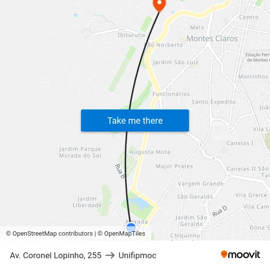 Av. Coronel Lopinho, 255 to Unifipmoc map