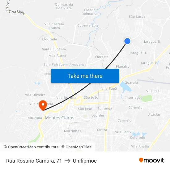 Rua Rosário Câmara, 71 to Unifipmoc map
