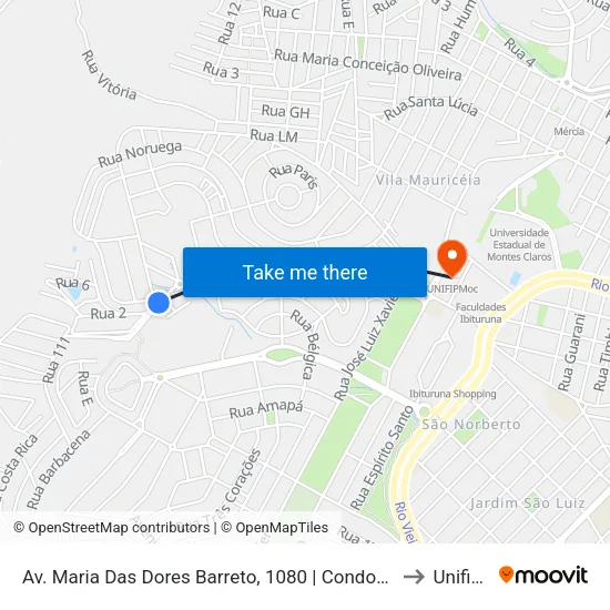 Av. Maria Das Dores Barreto, 1080 | Condomínio Vivendas Do Lago to Unifipmoc map